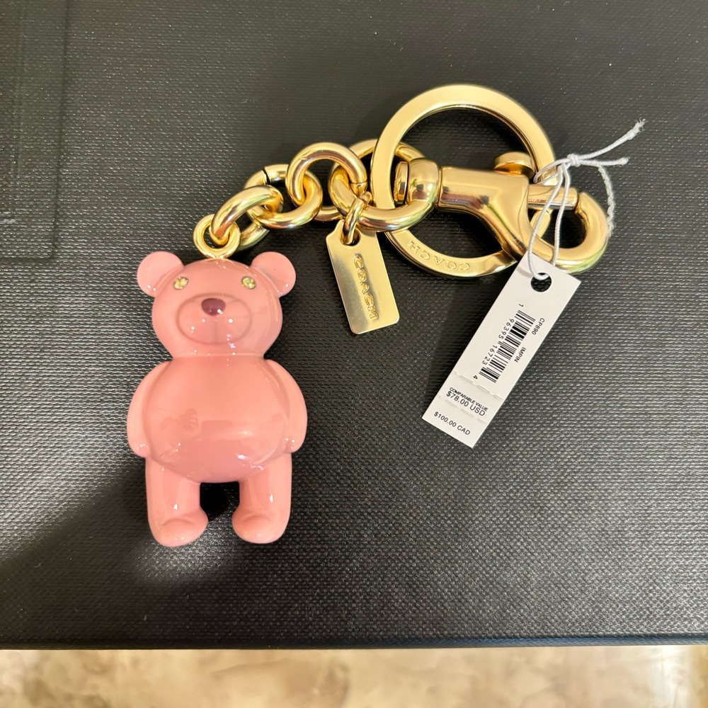 Coach Valentine’s Pink Ceramic Teddy Bear Bag Charm
